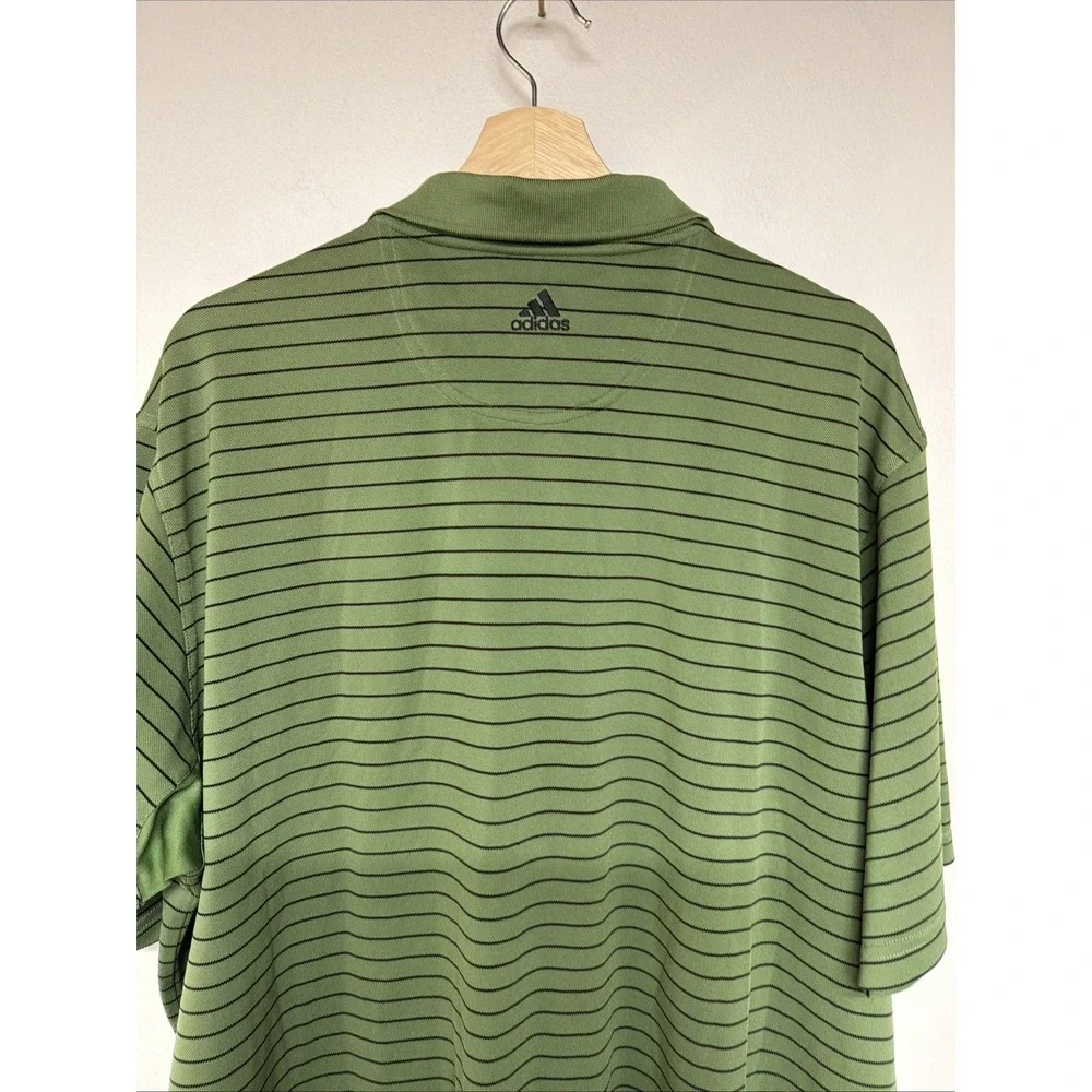 Adidas Polo Size XL Mens ClimaCool Short Sleeve Striped Golf Athletics Green
